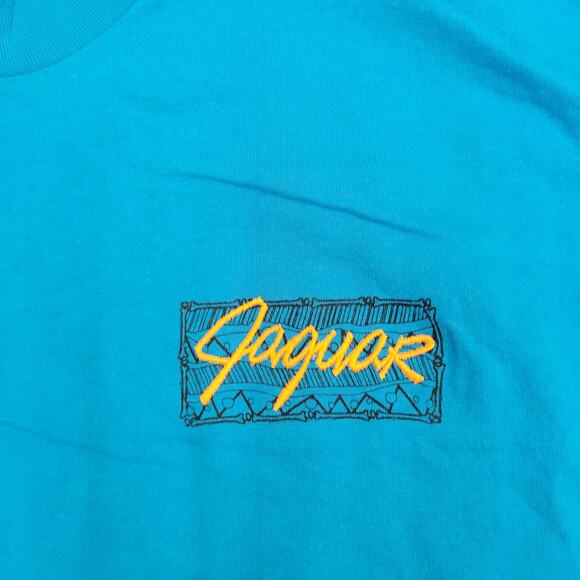 Vintage 80s Hanes Shirt M/L 20x28 Blue Jaguar Aztec Logo - Picture 10 of 14